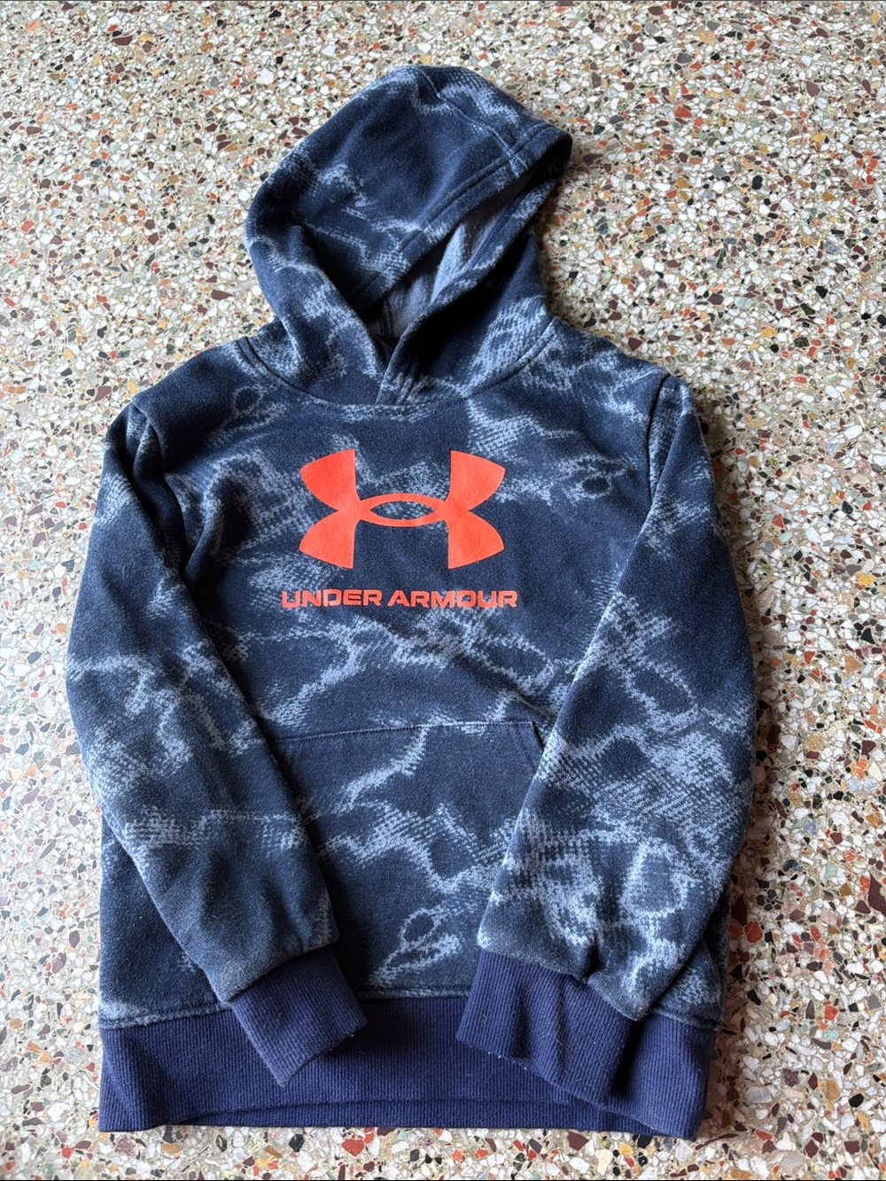 Under Armour Kids Navy Hoodie with Orange Logo